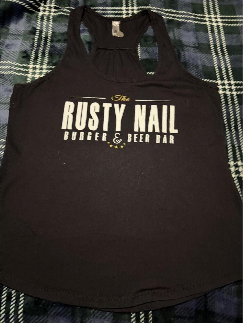 Tank Top with Rusty Nail Burger & Beer Bar Print - L - 0302